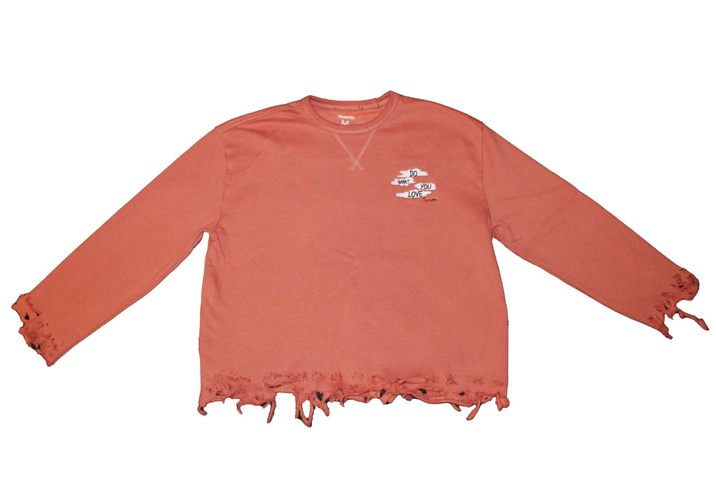 DO WHAT YOU LOVE Cloud Distressed Crewneck Sweater